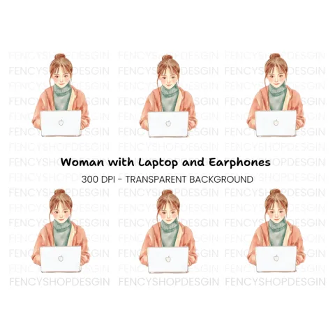 Girl With Laptop Clipart Bundle