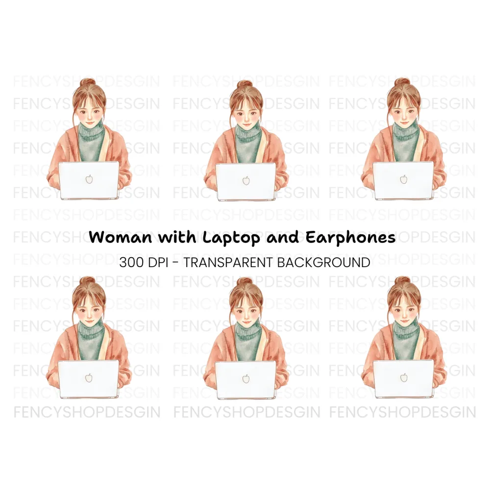 Girl With Laptop Clipart Bundle
