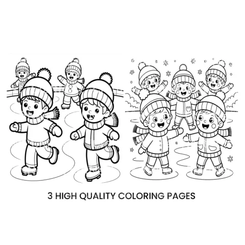 Happy Kids Ice Skating Coloring Books