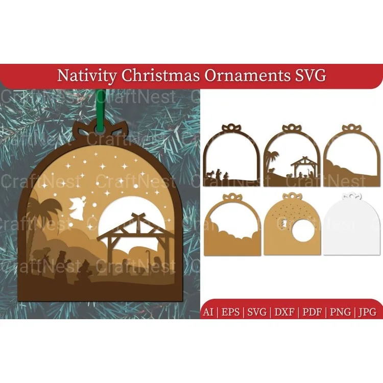 Nativity Christmas Ornament SVG Bundle