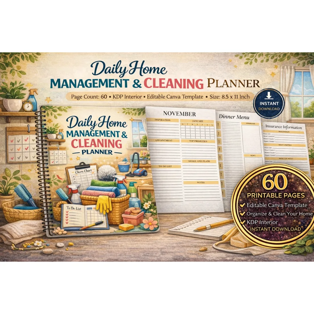 Daily Home Management Cleaning Planner