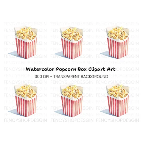 Classic Popcorn Box Clipart Bundle