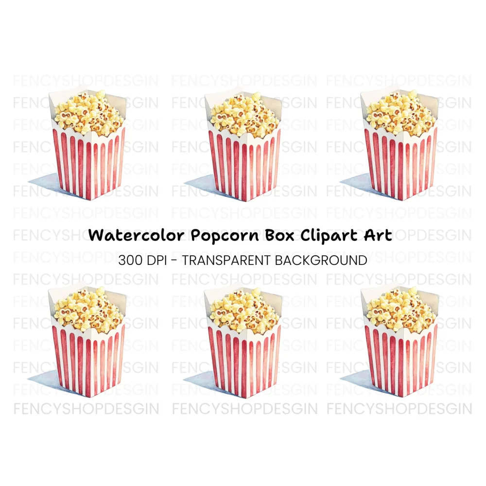 Classic Popcorn Box Clipart Bundle