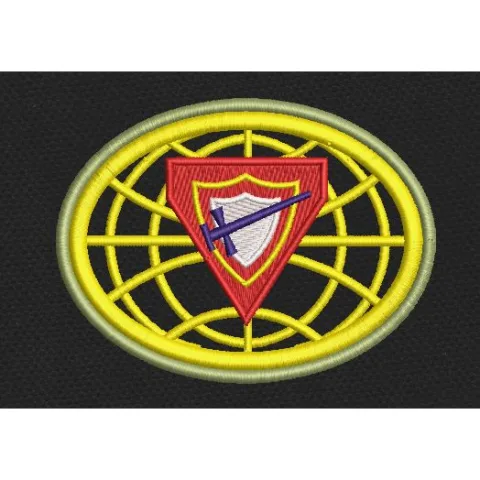 Shield Emblem Yellow, Red & Purple Embroidery Design