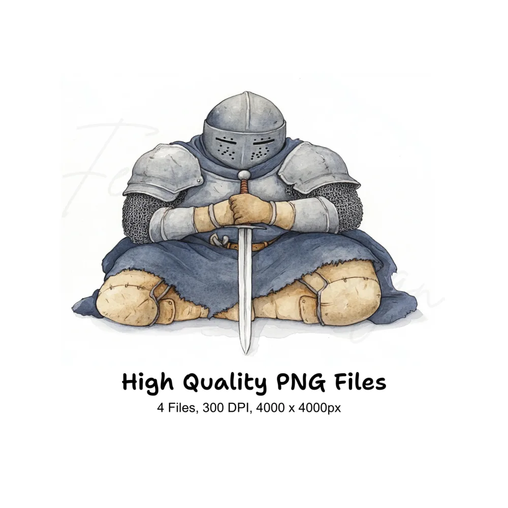 Medieval Knights Resting Clipart Bundle