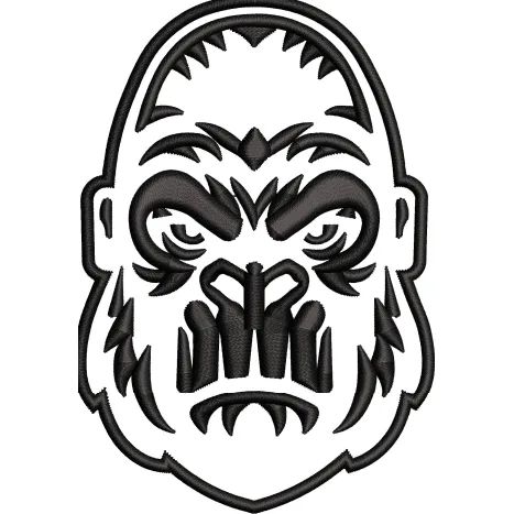 Gorilla Face Embroidery Design