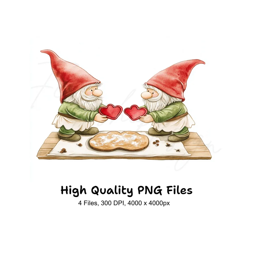 Baking Gnomes with Hearts Clipart Bundle