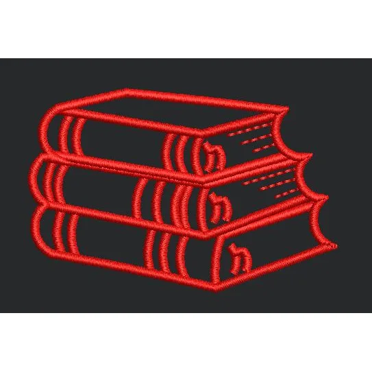 Books Art In Red Embroidery Design