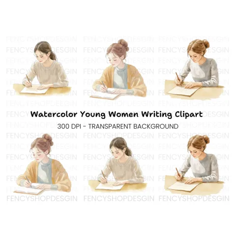 Girls Writing Clipart Bundle