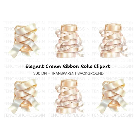 Rolled Gold Ribbon Clipart Bundle
