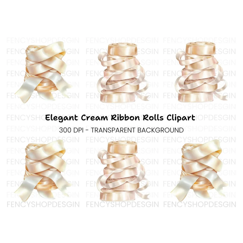 Rolled Gold Ribbon Clipart Bundle
