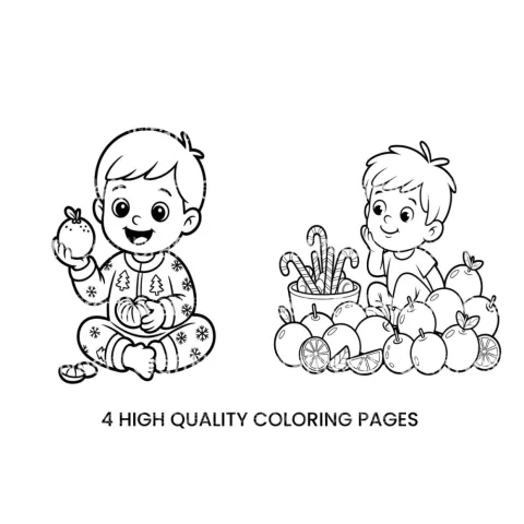 Cute Kids with FruitsFun Coloring Books