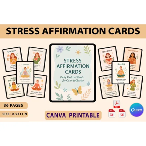 Stress Affirmation Cards for Relaxation and Mindfulness