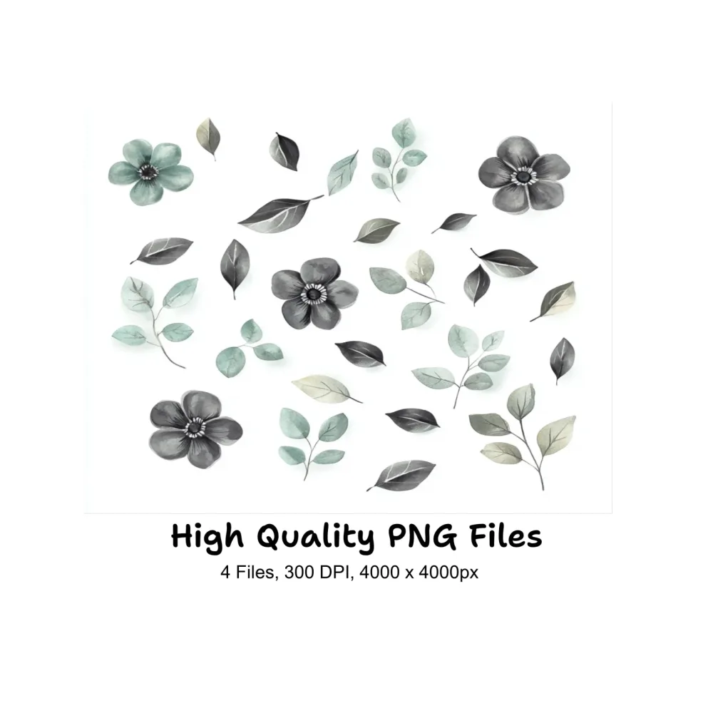 Elegant Floral Leaf Clipart Bundle