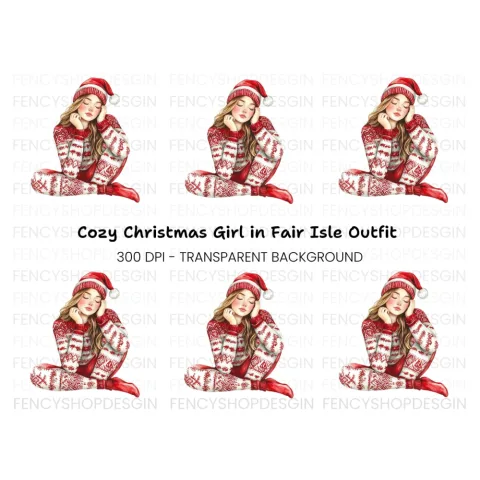 Cozy Christmas Girl Clipart Bundle