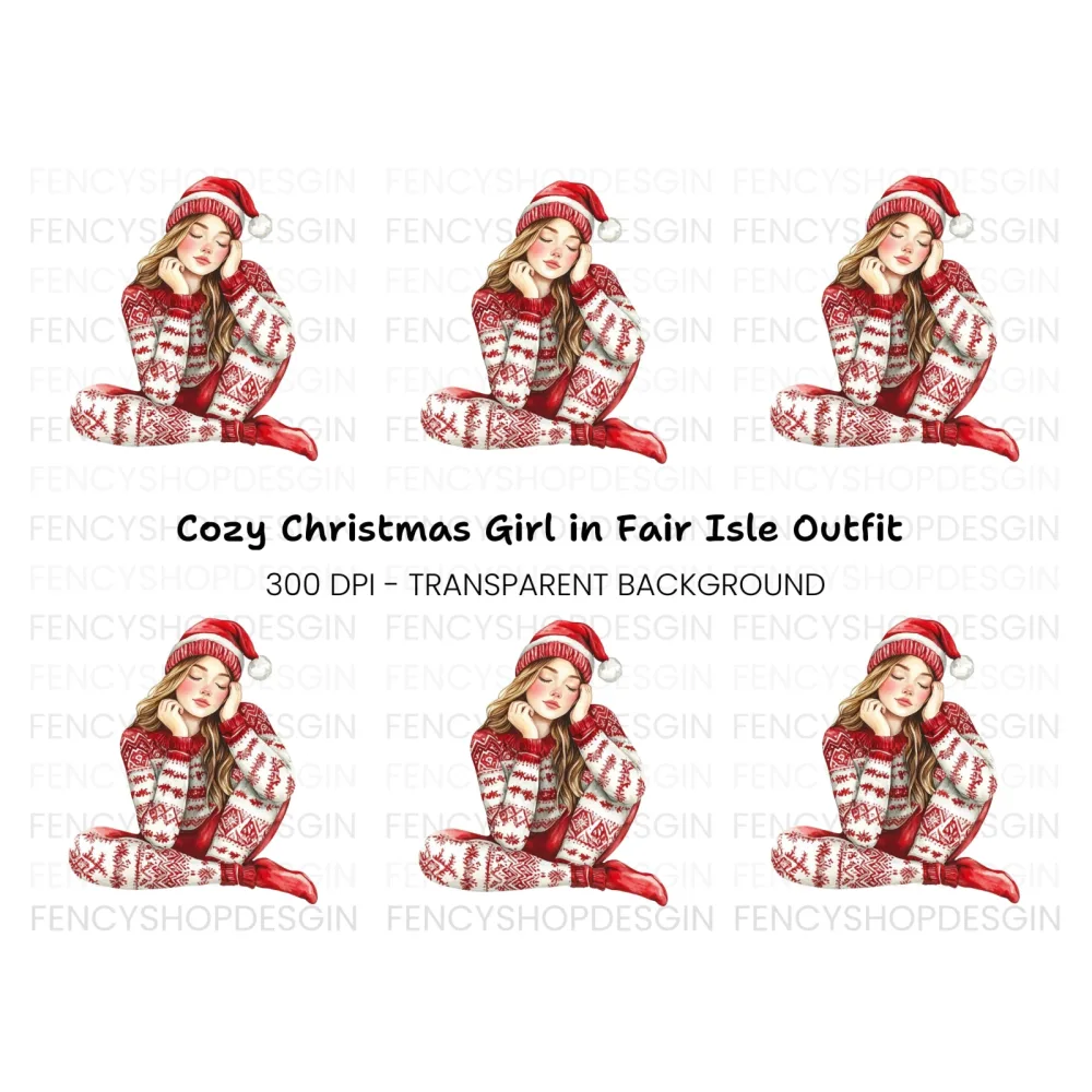 Cozy Christmas Girl Clipart Bundle