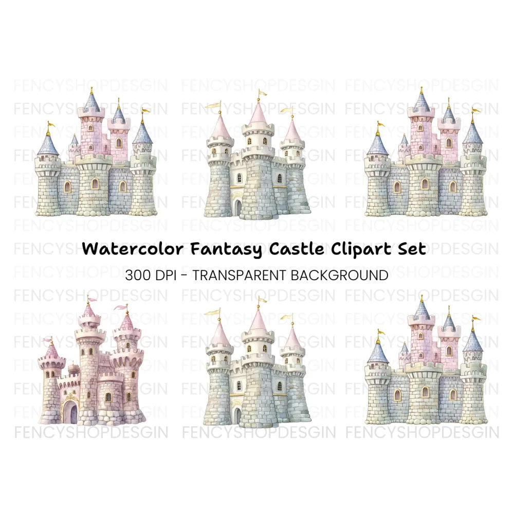 Fairytale Princess Castle Clipart Bundle