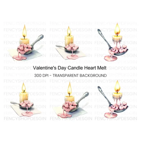 Romantic Candle Heart Clipart Bundle