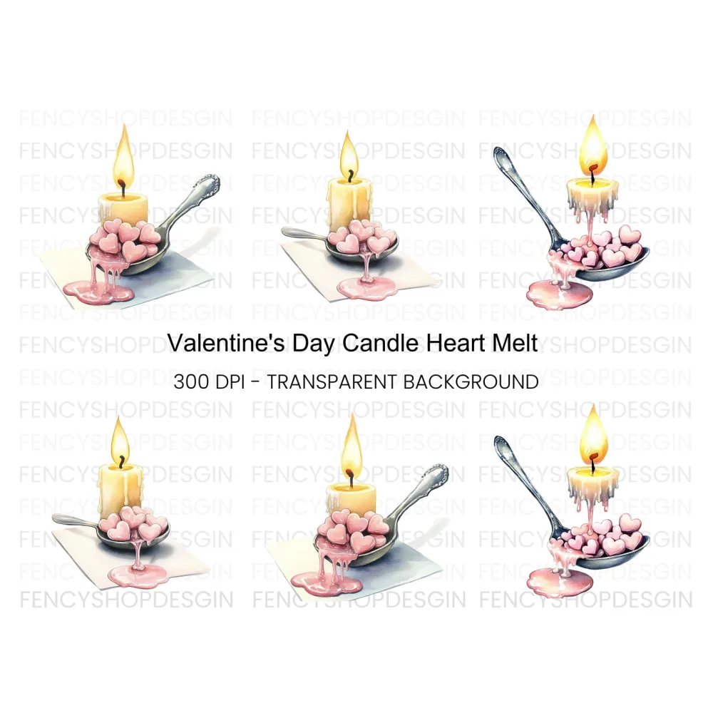 Romantic Candle Heart Clipart Bundle
