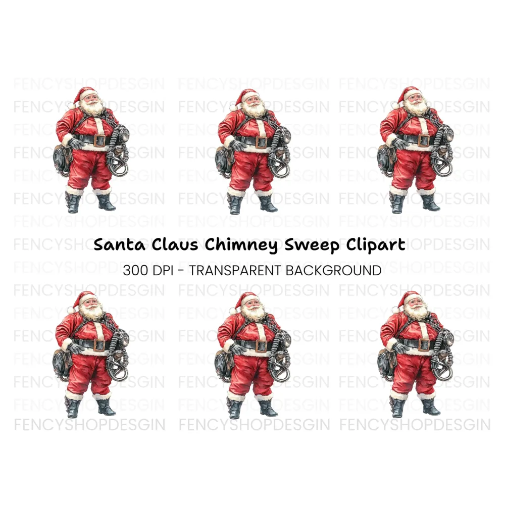 Biker Santa Claus Christmas Clipart Bundle