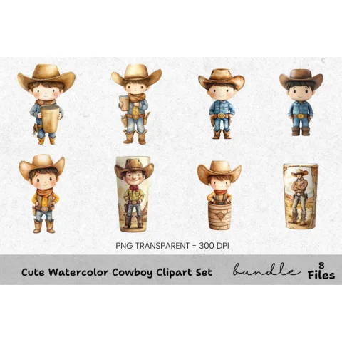Cute Cowboy Clipart Bundle