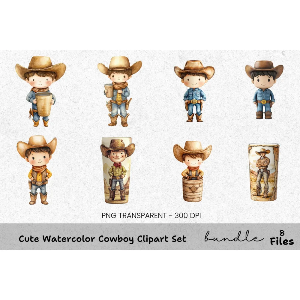 Cute Cowboy Clipart Bundle