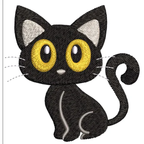 Black Cat Embroidery Design