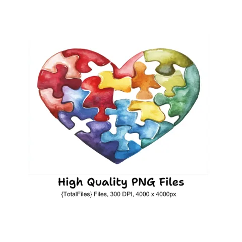 Puzzle Heart Clipart Bundle