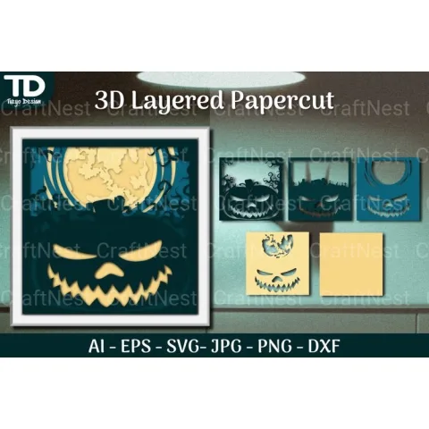Shadow Helloween Layered Papercut SVG Bundle