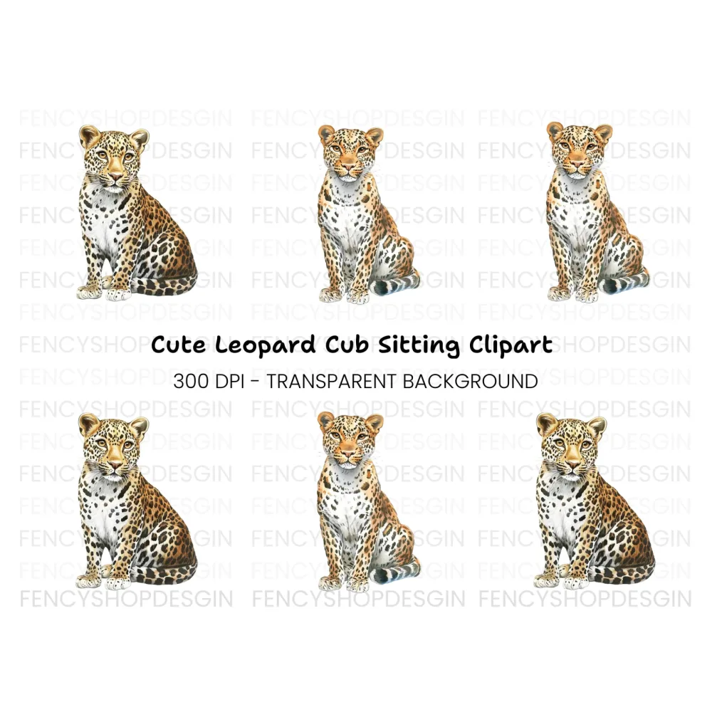 Sitting Leopard Clipart Bundle