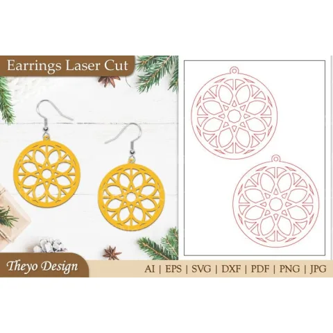 Earrings Lasercut Mandala SVG Bundle