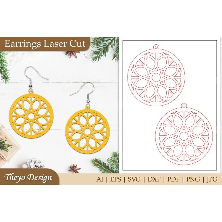 Earrings Lasercut Mandala SVG Bundle