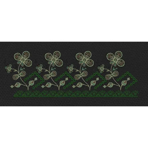 Floralgarden Black & Teal Embroidery Design