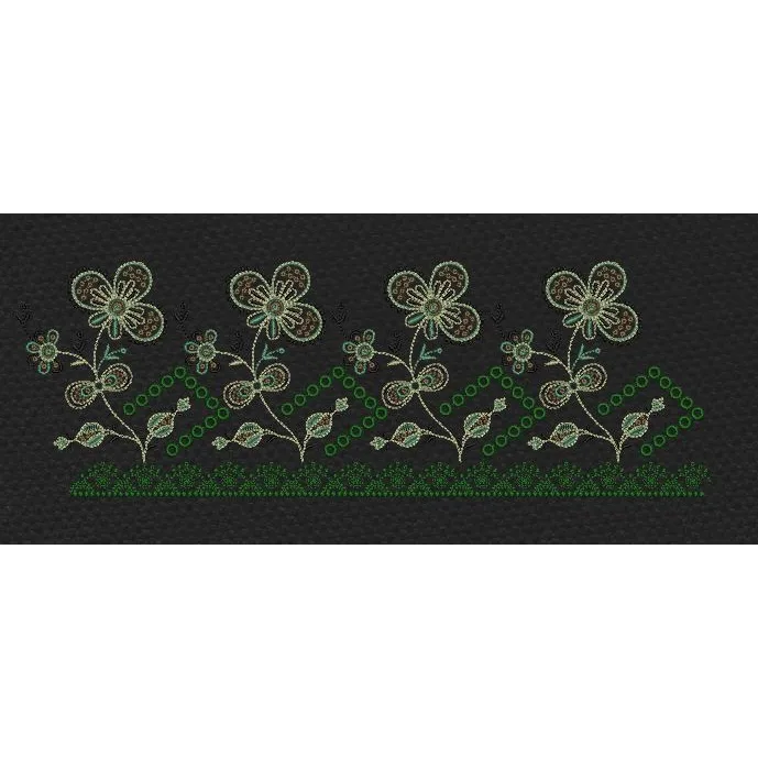 Floralgarden Black & Teal Embroidery Design