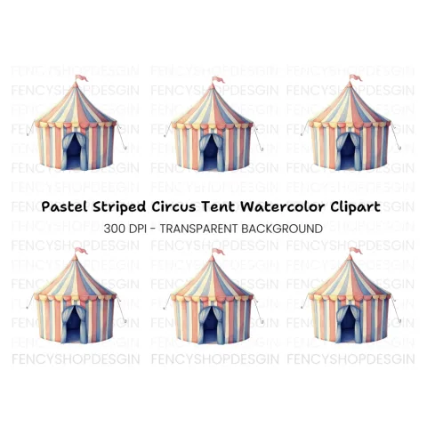 Pastel Circus Tent Clipart Bundle