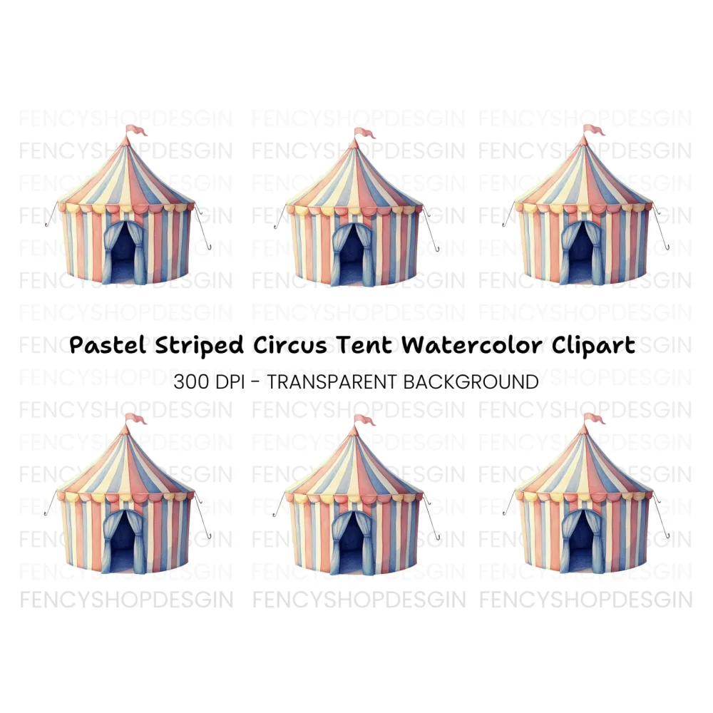 Pastel Circus Tent Clipart Bundle