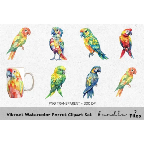 Vibrant Parrot Clipart Bundle