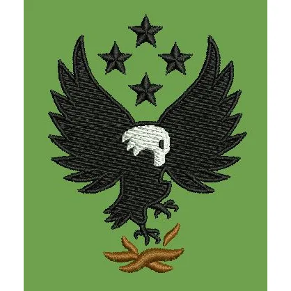 Four Star Raptor Crest Emblem Embroidery Design