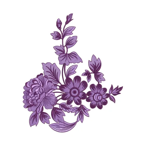 Purple Flower Embroidery Design