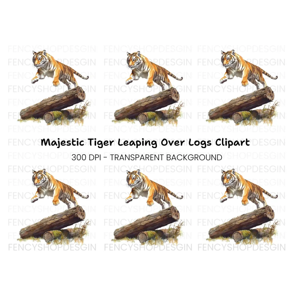 Dynamic Tiger Leap Clipart Bundle