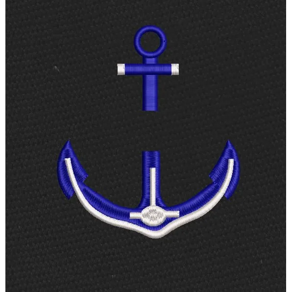 Marine Anchor Royal Blue & White Embroidery Design