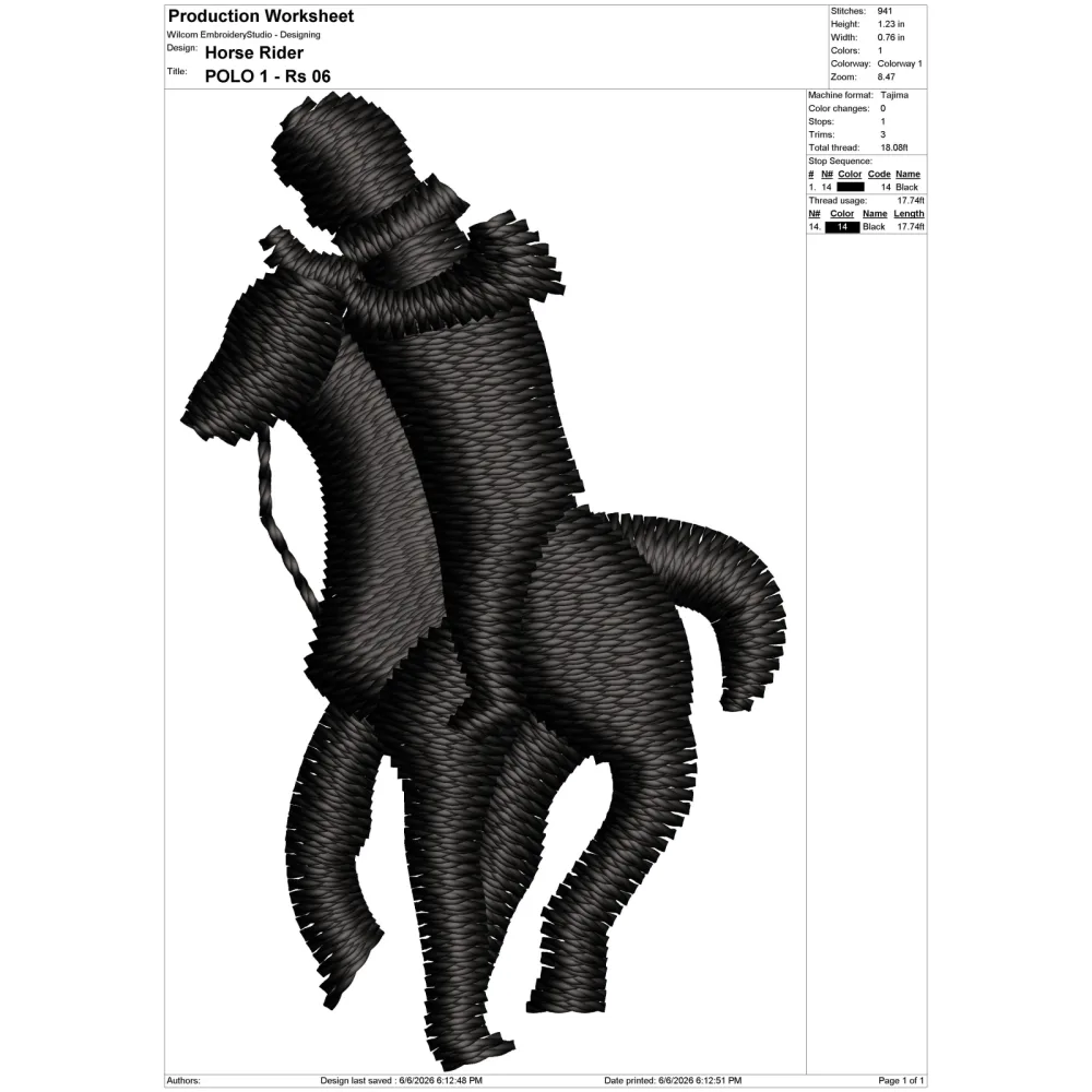 Horse Rider Embroidery Design