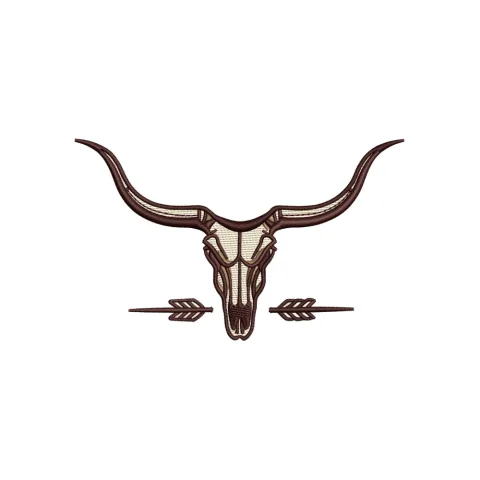 Bull Head Skull Embroidery Design