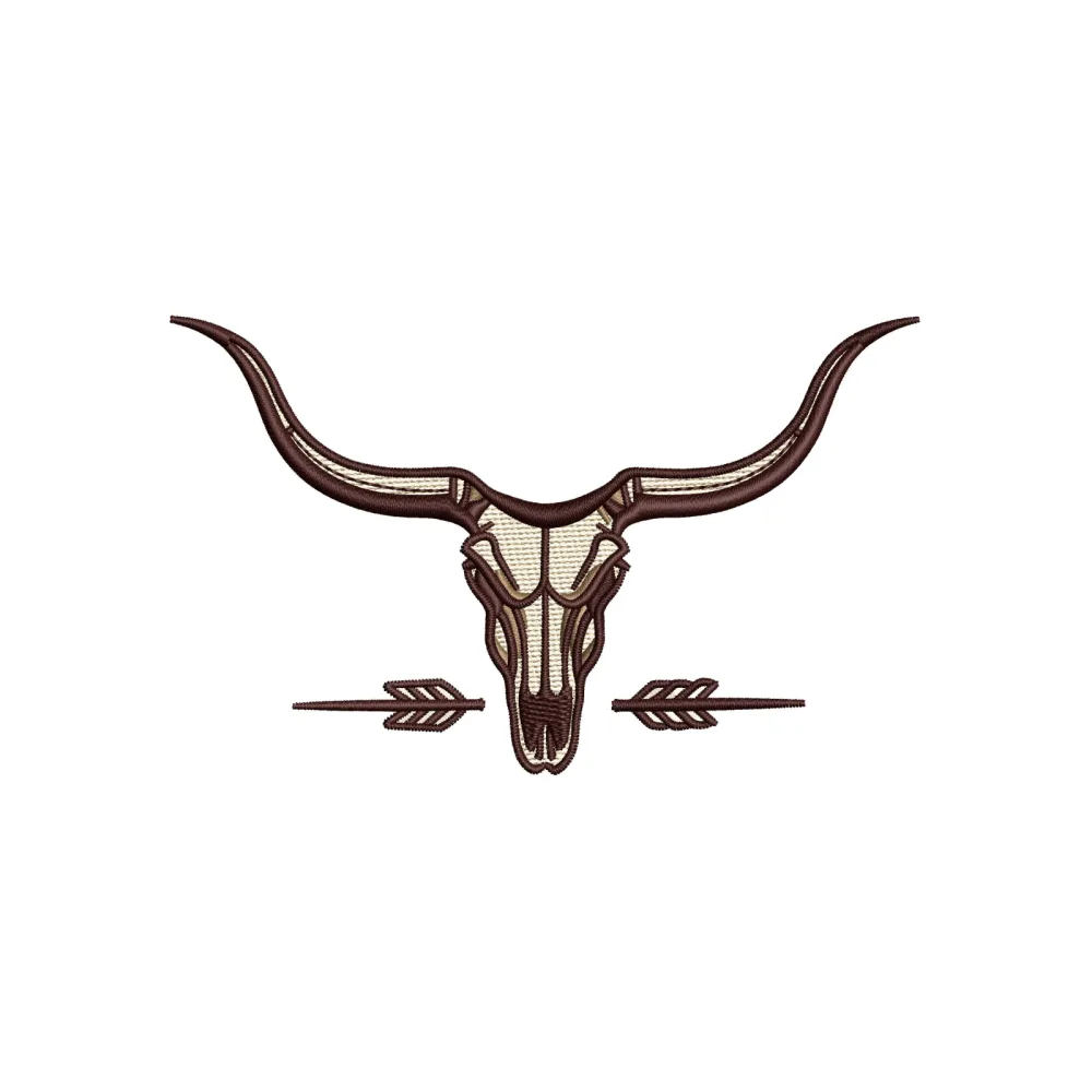 Bull Head Skull Embroidery Design