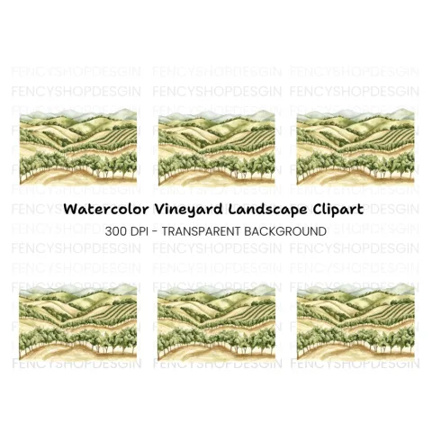 Vineyard Landscape Clipart Bundle