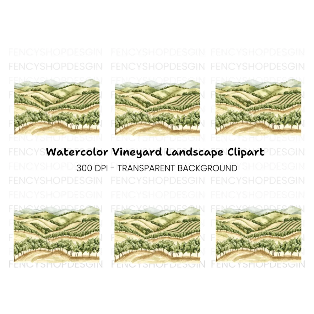 Vineyard Landscape Clipart Bundle
