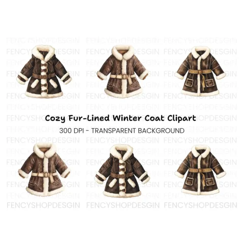 Winter Fur Coats Clipart Bundle