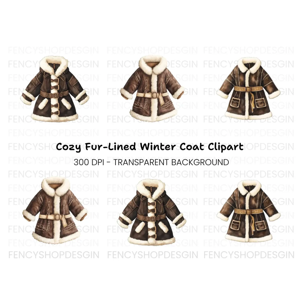 Winter Fur Coats Clipart Bundle