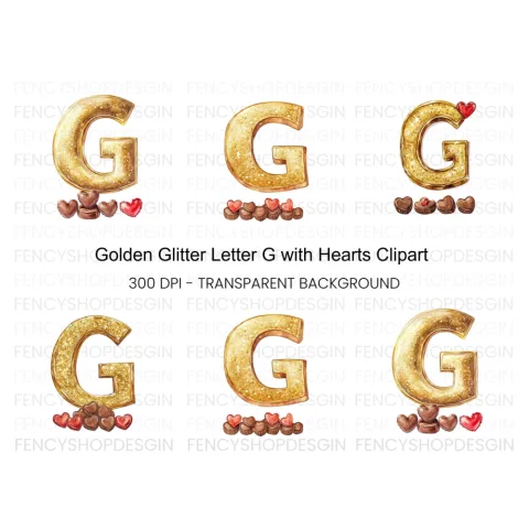Golden Glitter Letter with Chocolates Clipart Bundle