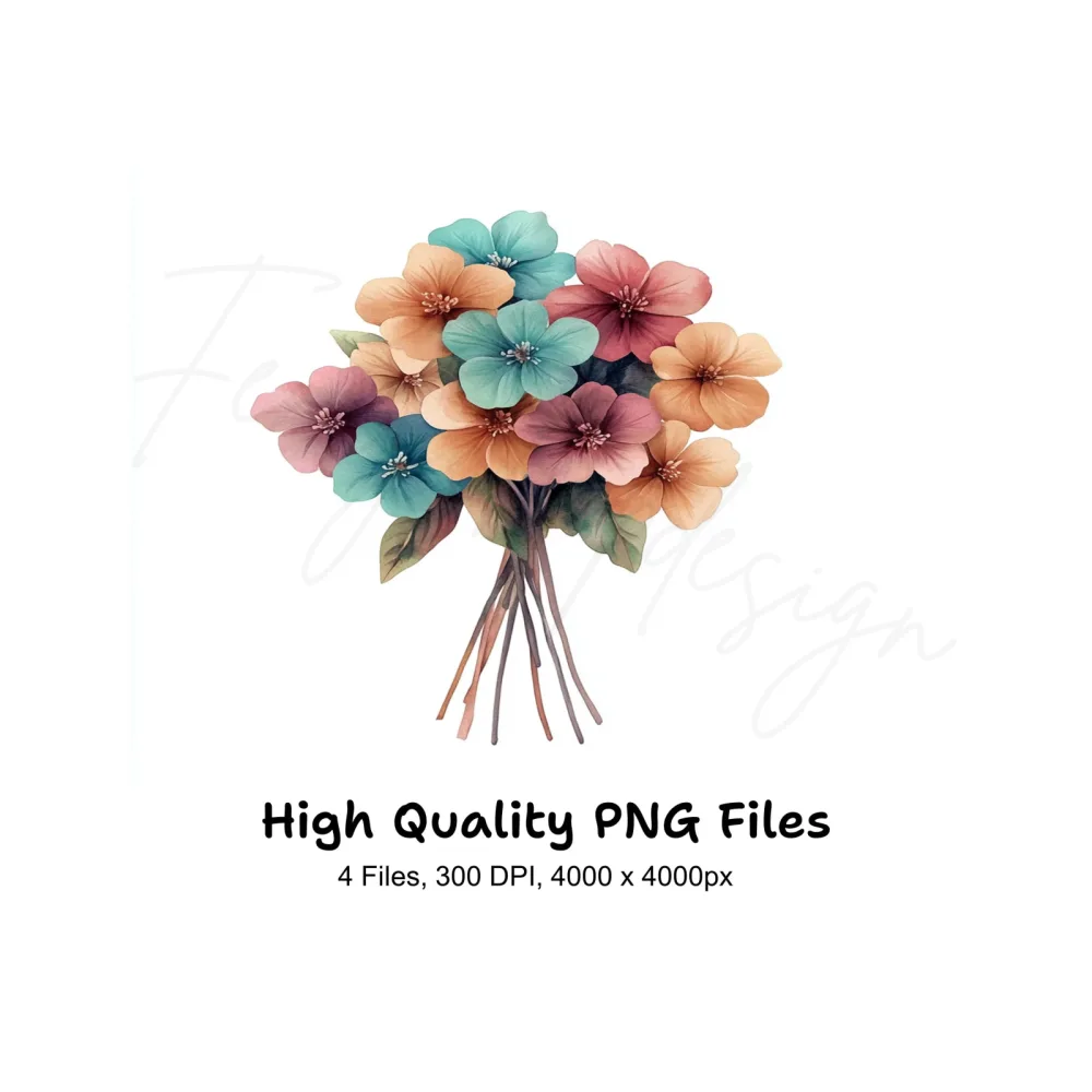 Vibrant Flower Bouquets Clipart Bundle